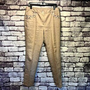 Ruby Road Taupe Pants W/ Metallic Threads Size 10